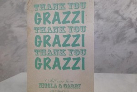 Nicola & Gary thank you card